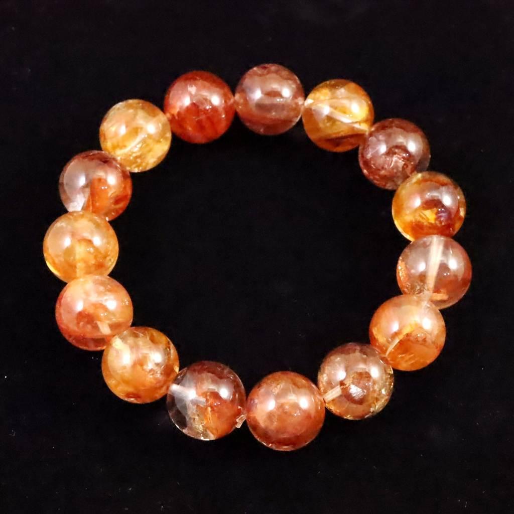 ヘマタイトインクォーツ ライモナイトインクォーツ 14mmブレスレット 60.8g #82871