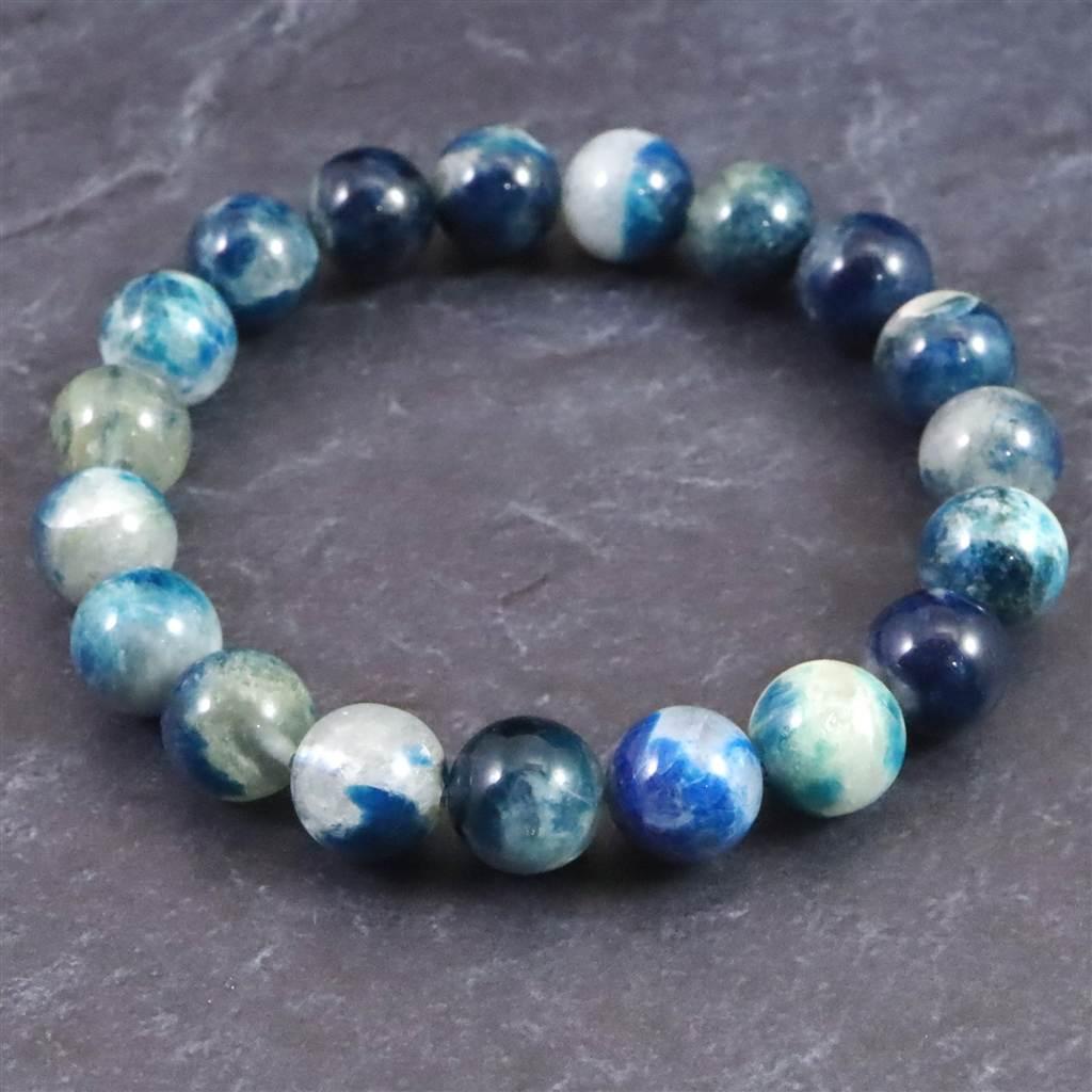 ブルーハックマナイトシリカ 蛍光 10mmブレスレット 26.7g #257681枚目の画像
