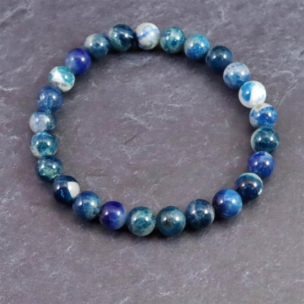 ブルーハックマナイトシリカ 蛍光 7.5mmブレスレット 14.1g #291521枚目の画像