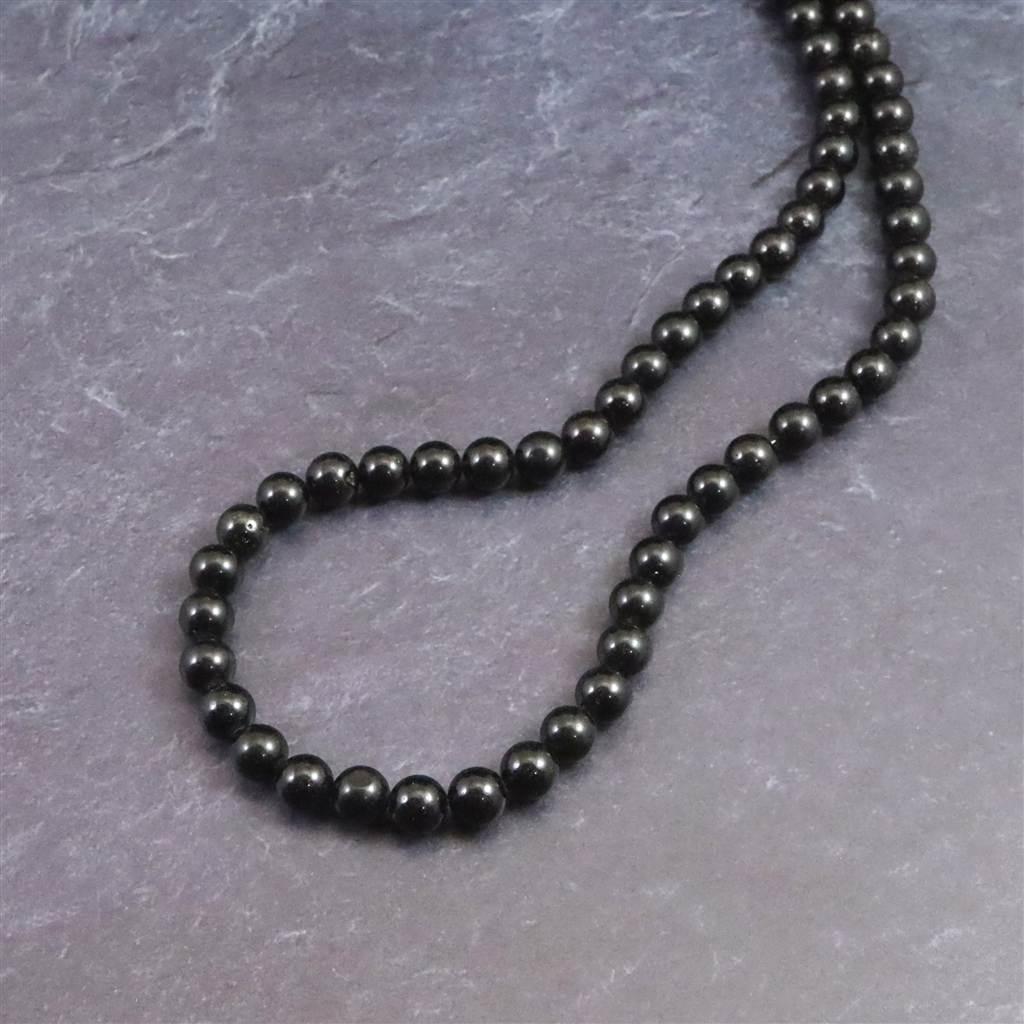 チベタンテクタイト 8mm玉 ネックレス  36.2g #570641枚目の画像