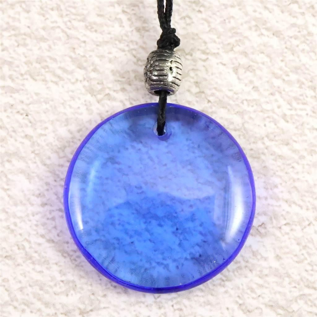 H&E社 シベリアンブルークォーツ　ディスク型タンブル コード ペンダント 8.3g #587351枚目の画像
