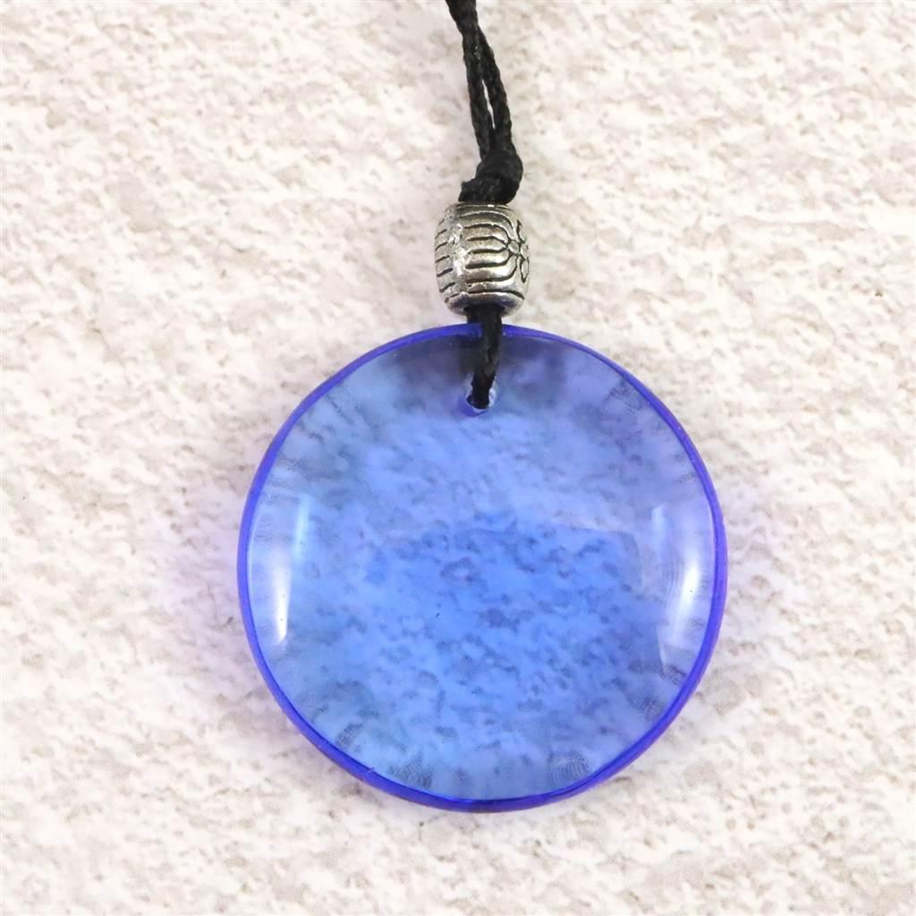 H&E社 シベリアンブルークォーツ　ディスク型タンブル コード ペンダント 8.6g #67199
