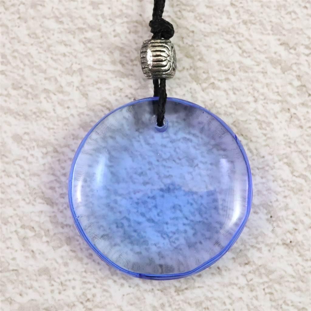 H&E社 シベリアンブルークォーツ　ディスク型タンブル コード ペンダント 8.4g #15078