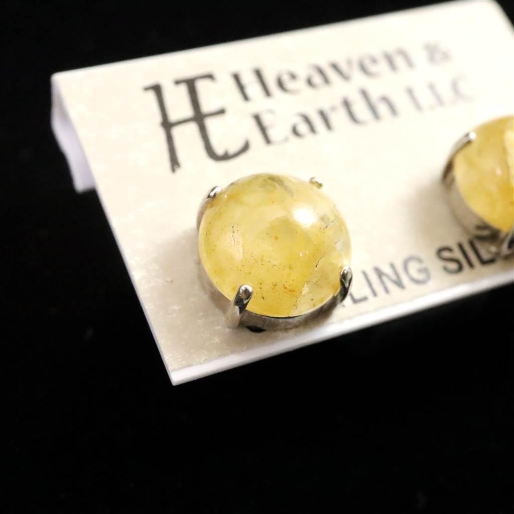 H&E社 ヒマラヤゴールドアゼツライト（AZOZEO) 10mmラウンド ピアス  #81574 | 2枚目