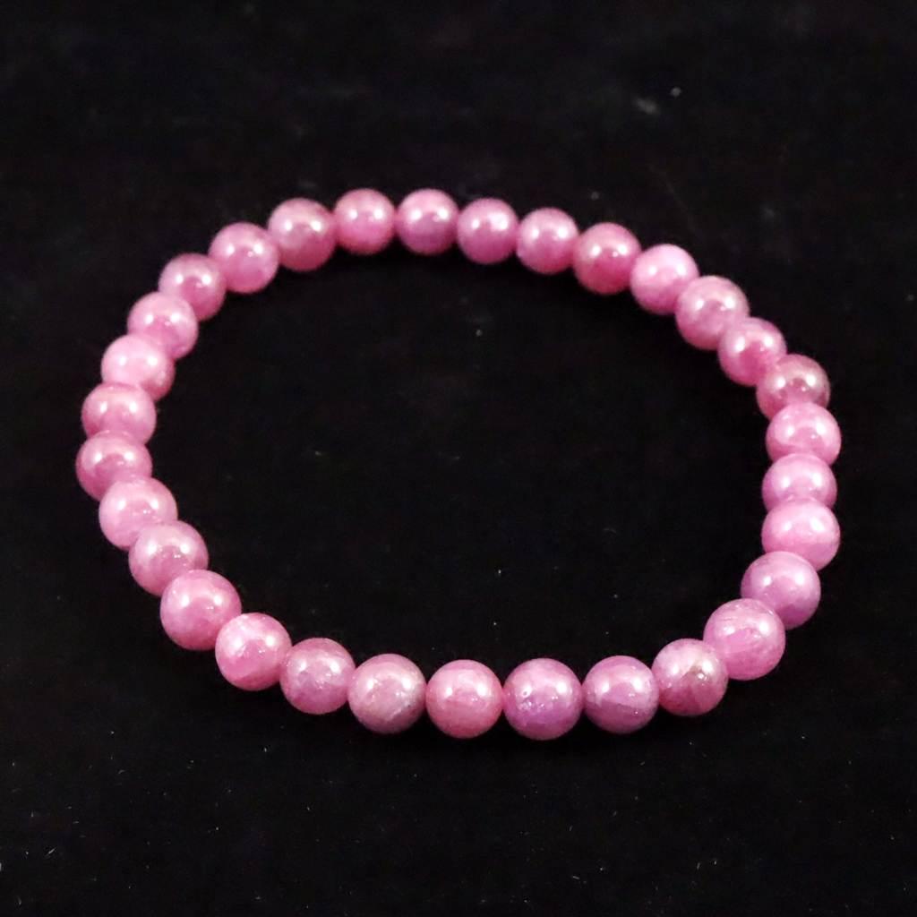 天然ルビー 蛍光  6mm玉 ブレスレット 14.3g　 #18755 | 2枚目