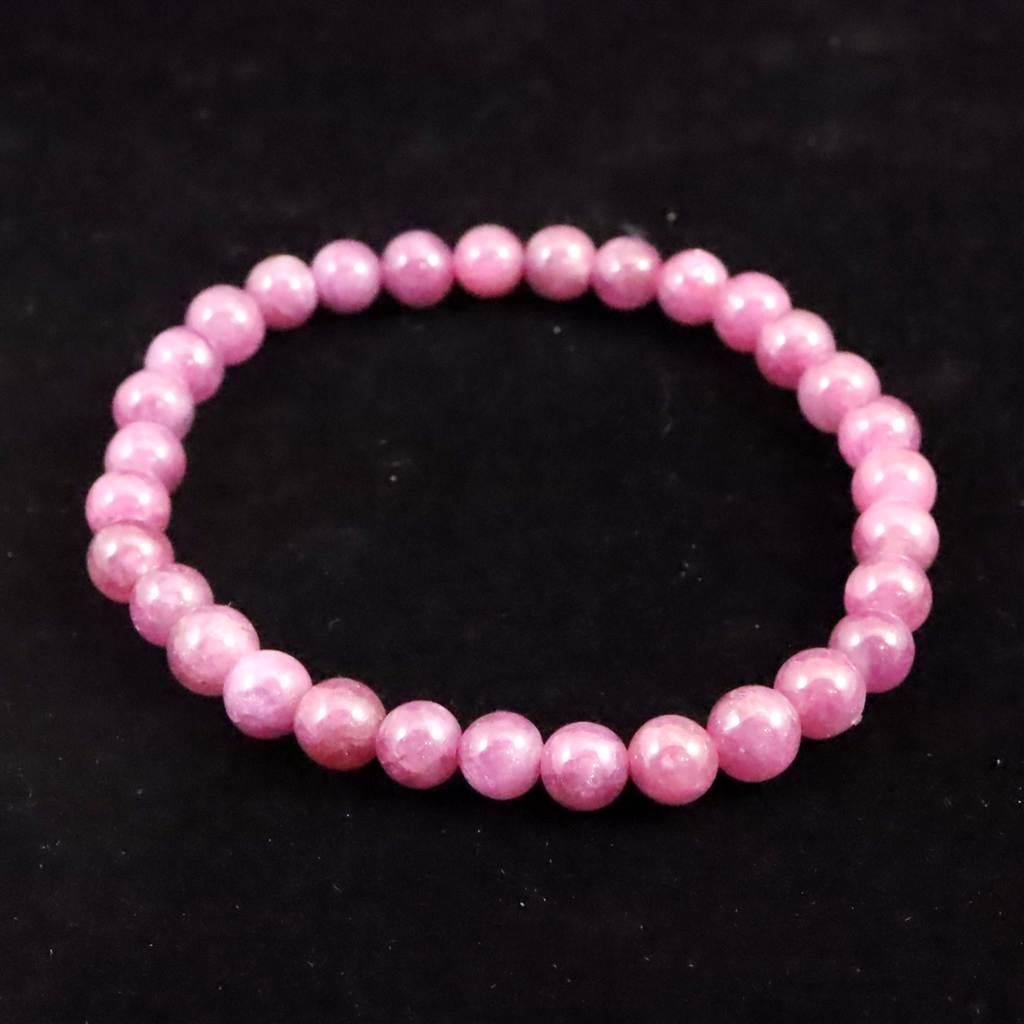 天然ルビー 蛍光  6mm玉 ブレスレット 14.3g　 #18755 | 4枚目