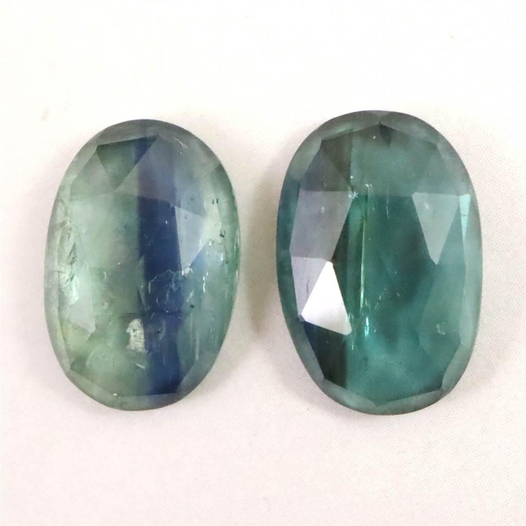 カイヤナイト エメラルドグリーン 12X8mmオーバルカット ルース ペア 8.0ct #21166