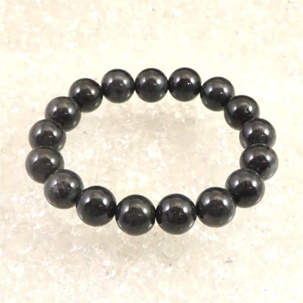 糸魚川翡翠 ヒスイ 黒 12ｍｍブレスレット ディレクトリカード付 54.5g #82492 | 3枚目