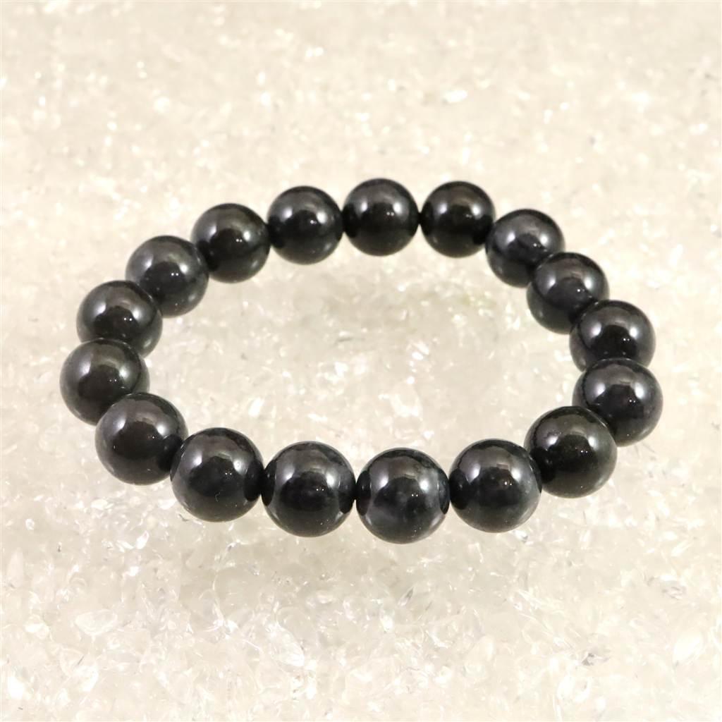 糸魚川翡翠 ヒスイ 黒 12ｍｍブレスレット ディレクトリカード付 54.5g #82492 | 4枚目