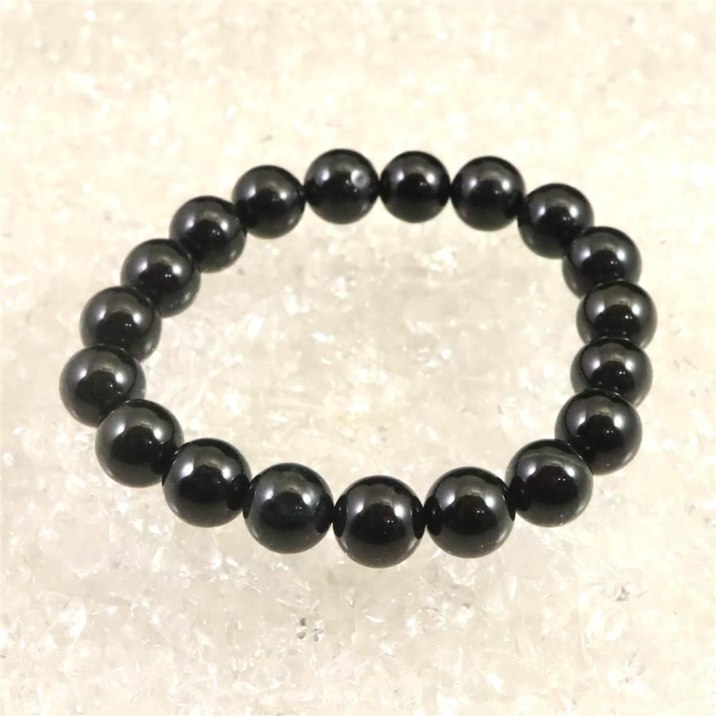 糸魚川翡翠 ヒスイ 黒 10ｍｍブレスレット ディレクトリカード付 35.8g #68915 | 2枚目