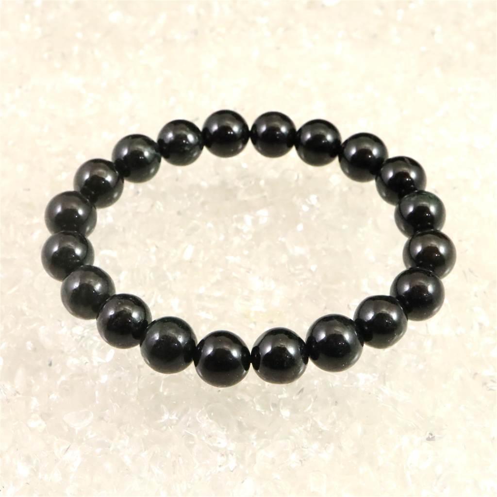 糸魚川翡翠 ヒスイ 黒 10ｍｍブレスレット ディレクトリカード付 36.0g #51033 | 2枚目