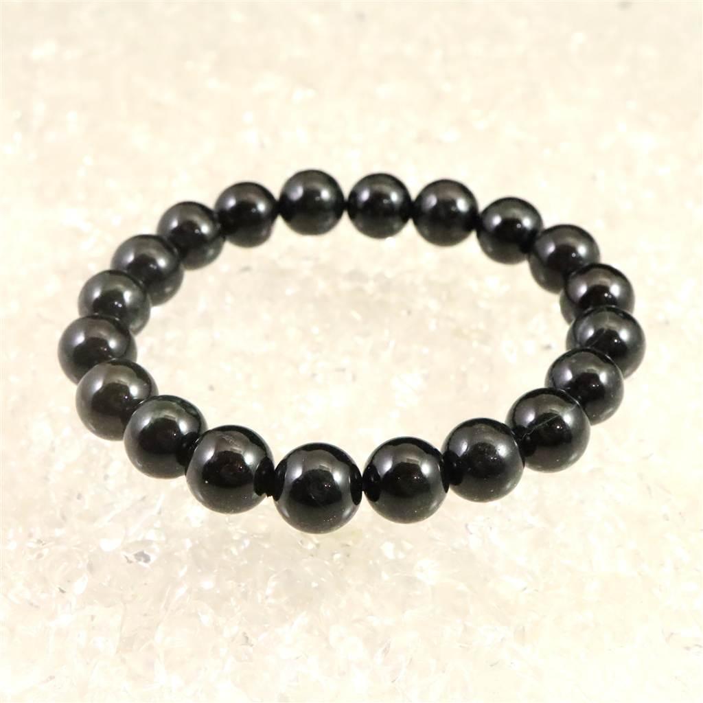 糸魚川翡翠 ヒスイ 黒 10ｍｍブレスレット ディレクトリカード付 36.0g #51033 | 4枚目