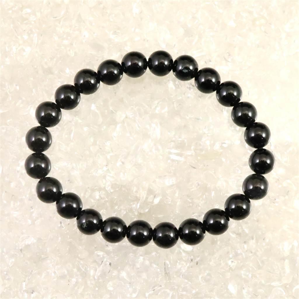 糸魚川翡翠 ヒスイ 黒 8mmブレスレット ディレクトリカード付 21.8g #579411枚目の画像