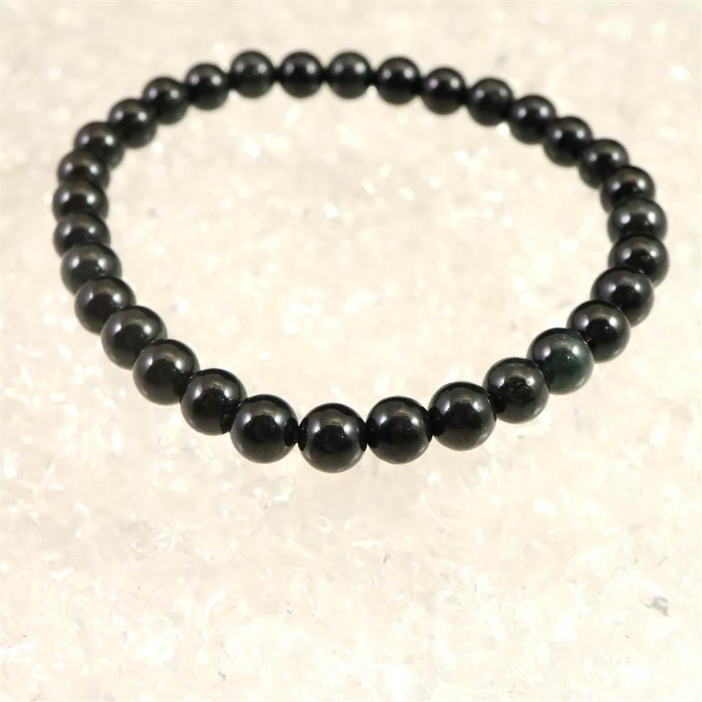 糸魚川翡翠 ヒスイ 黒 6ｍｍブレスレット ディレクトリカード付 11.4g #64254 | 3枚目