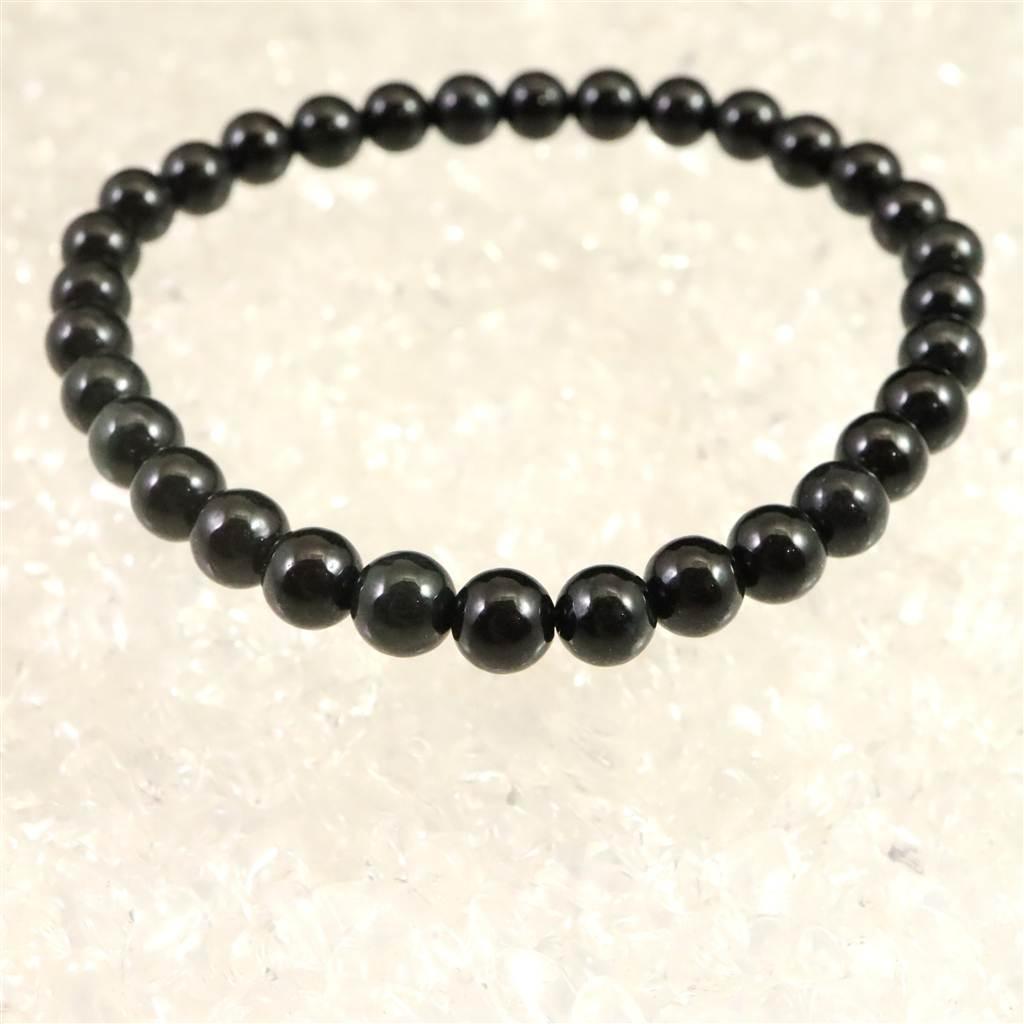 糸魚川翡翠 ヒスイ 黒 6ｍｍブレスレット ディレクトリカード付 11.4g #64254 | 4枚目