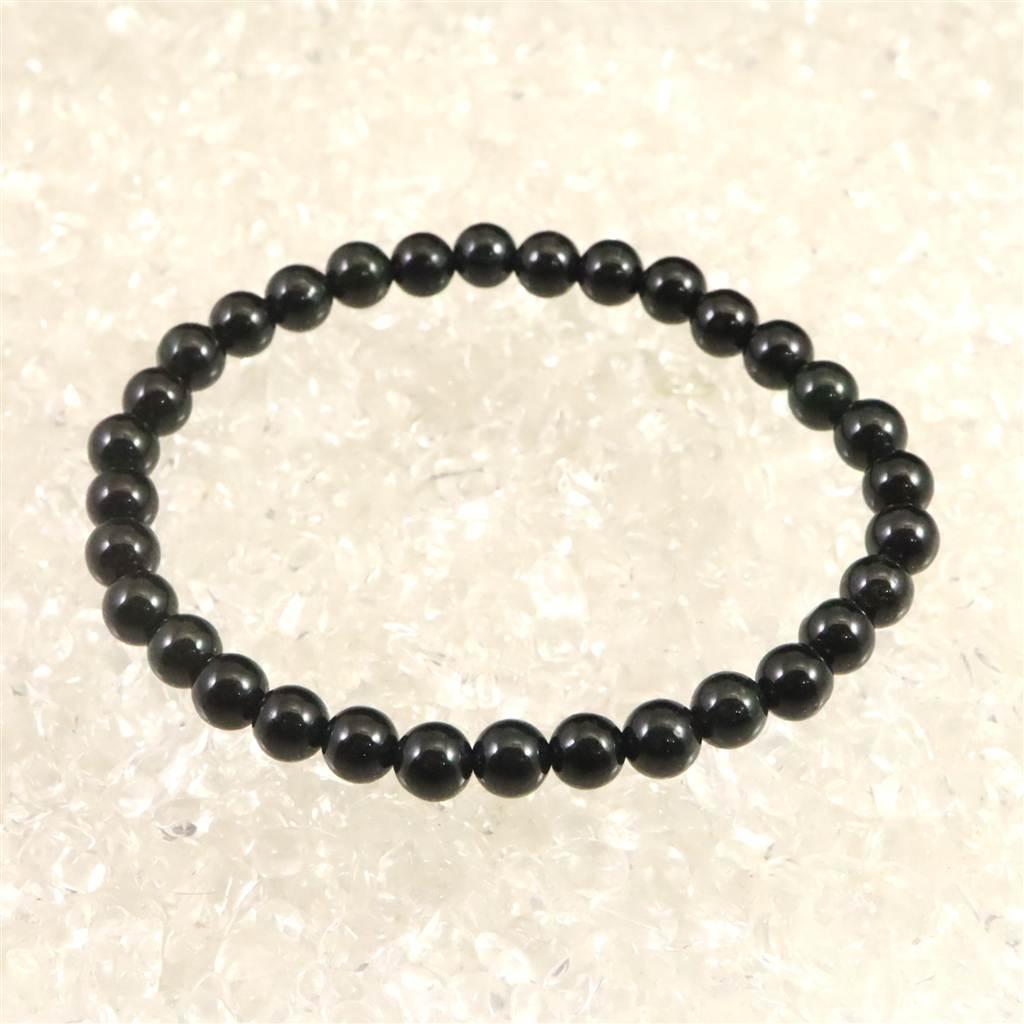 糸魚川翡翠 ヒスイ 黒  6ｍｍブレスレット ディレクトリカード付 11.7g #19631 | 2枚目