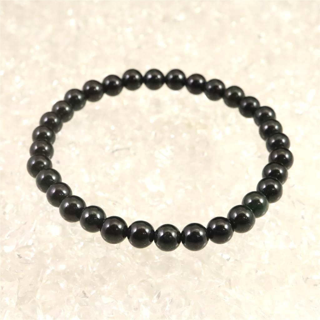 糸魚川翡翠 ヒスイ 黒  6ｍｍブレスレット ディレクトリカード付 11.7g #19631 | 4枚目