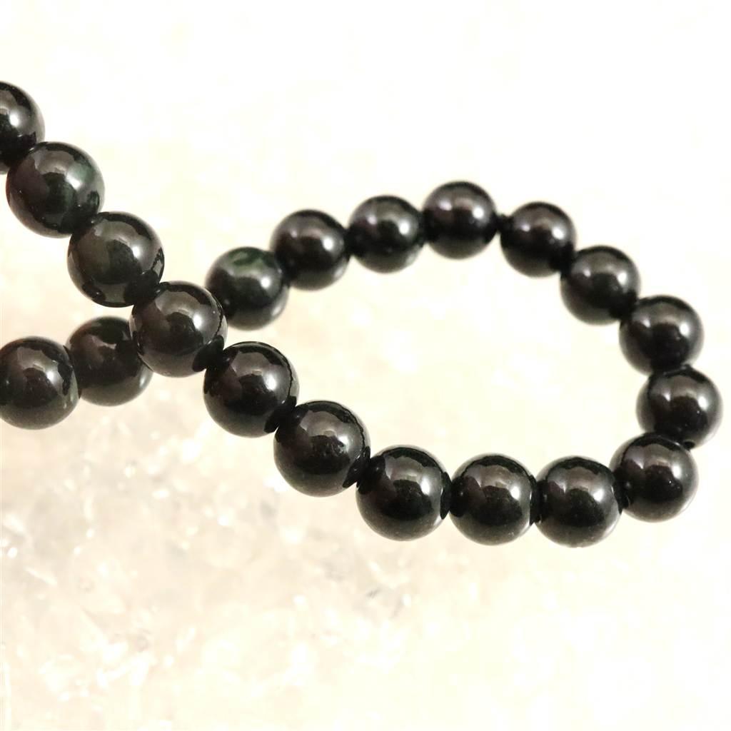 糸魚川翡翠 ヒスイ 黒  6ｍｍブレスレット ディレクトリカード付 11.7g #19631 | 5枚目