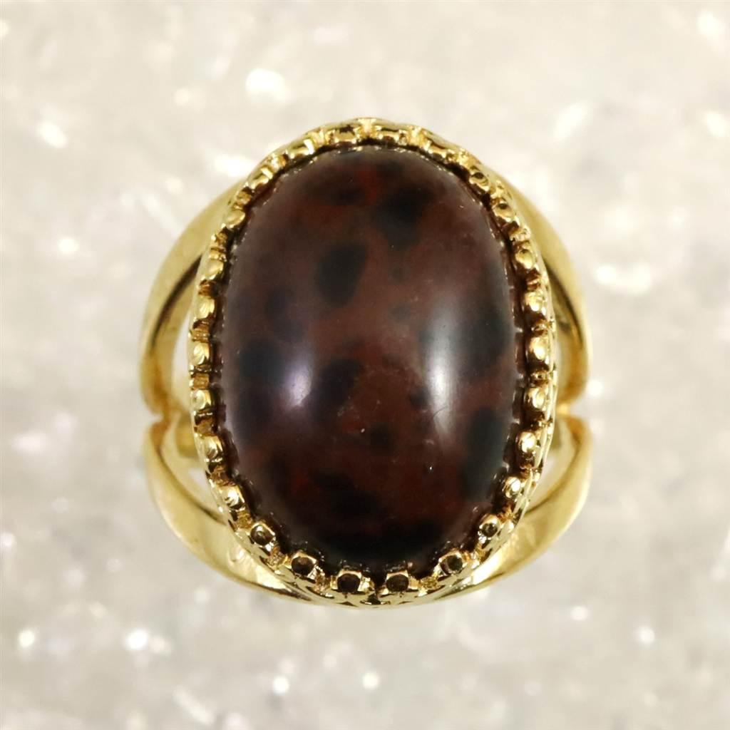 北海道産 ヴァーミリオンオブシディアン（花十勝） 18mmオーバルリング 18KGP 7.0g #11382