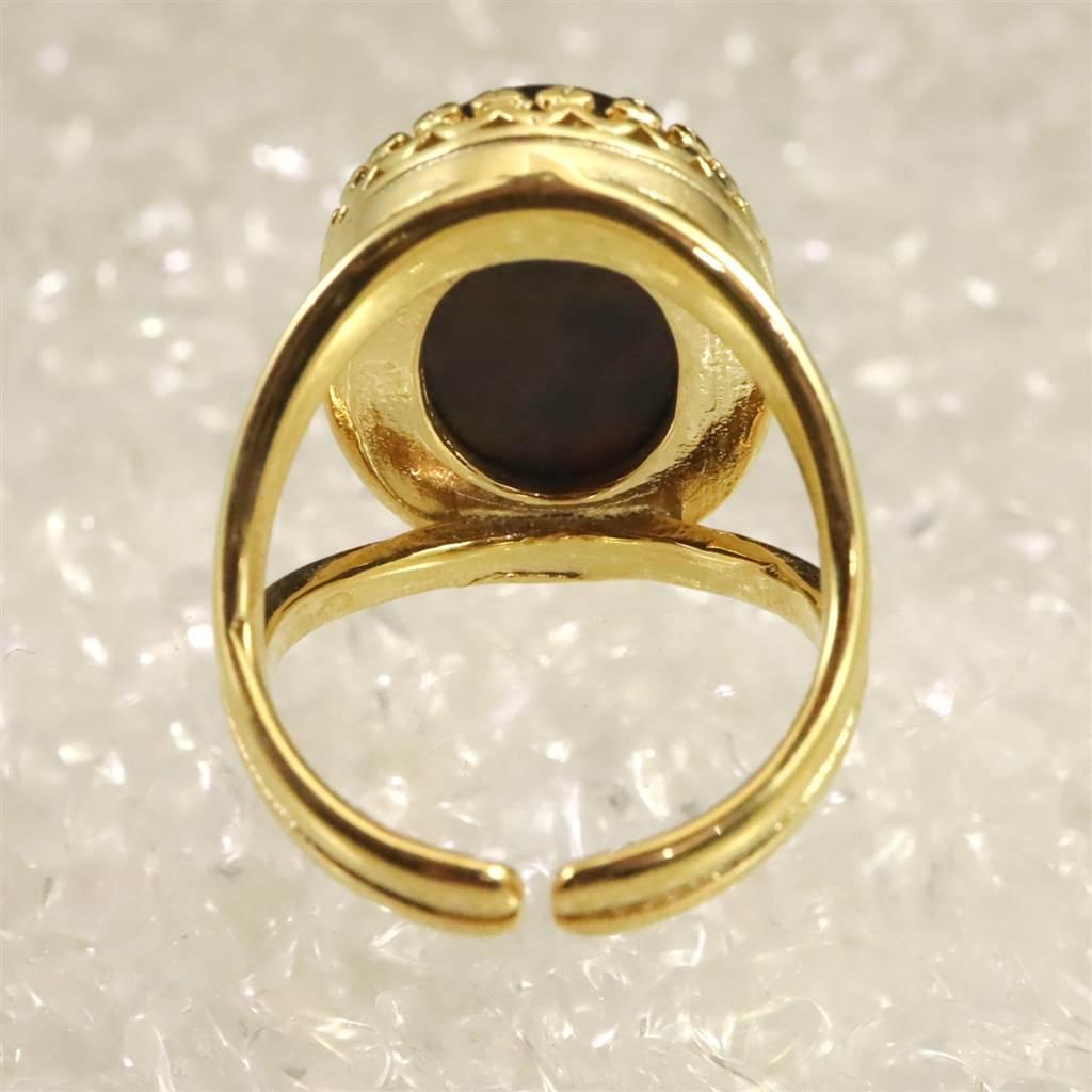 北海道産 ヴァーミリオンオブシディアン（花十勝） 18mmオーバルリング 18KGP 7.0g #11382 | 6枚目