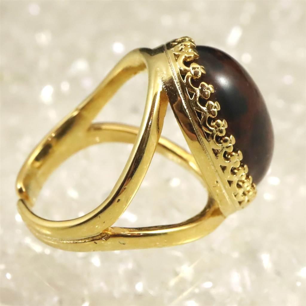 北海道産 ヴァーミリオンオブシディアン（花十勝） 18mmオーバルリング 18KGP 7.0g #11382 | 7枚目