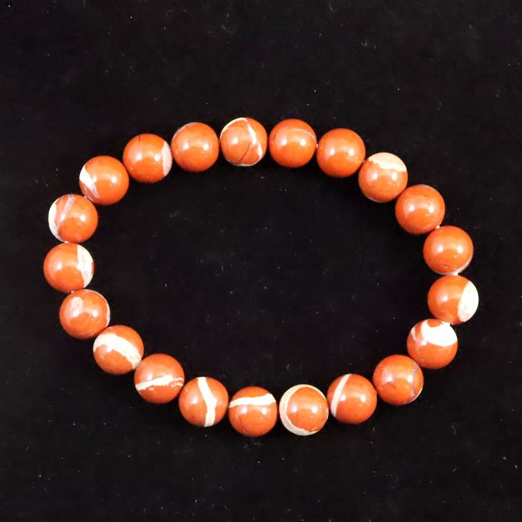 佐渡 赤玉石 山梨研磨 9.5mmブレスレット 26.2g #444681枚目の画像
