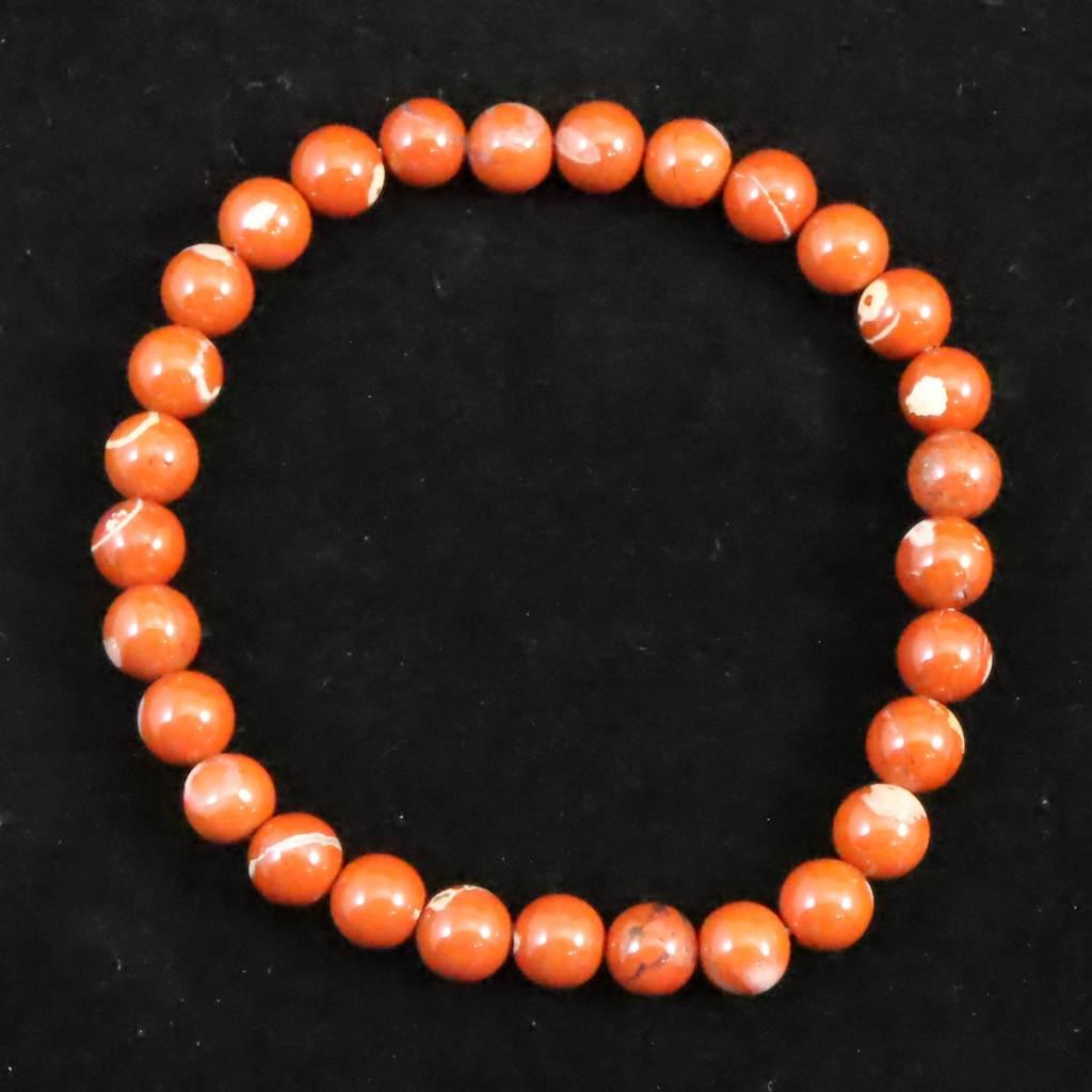 佐渡 赤玉石 山梨研磨 6.5mmブレスレット 13.8g #977981枚目の画像
