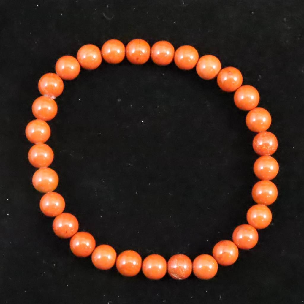 佐渡 赤玉石 山梨研磨 6.5mmブレスレット 12.8g #782611枚目の画像