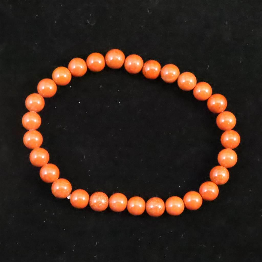 佐渡 赤玉石 山梨研磨 6.5mmブレスレット 12.7g #916311枚目の画像