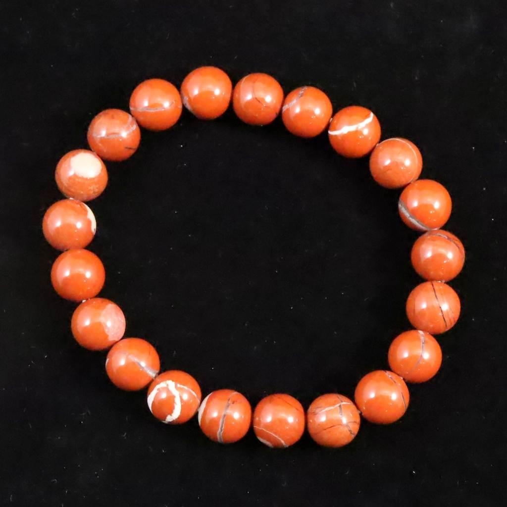 佐渡 赤玉石 山梨研磨 9.5mmブレスレット 26.3g #274941枚目の画像