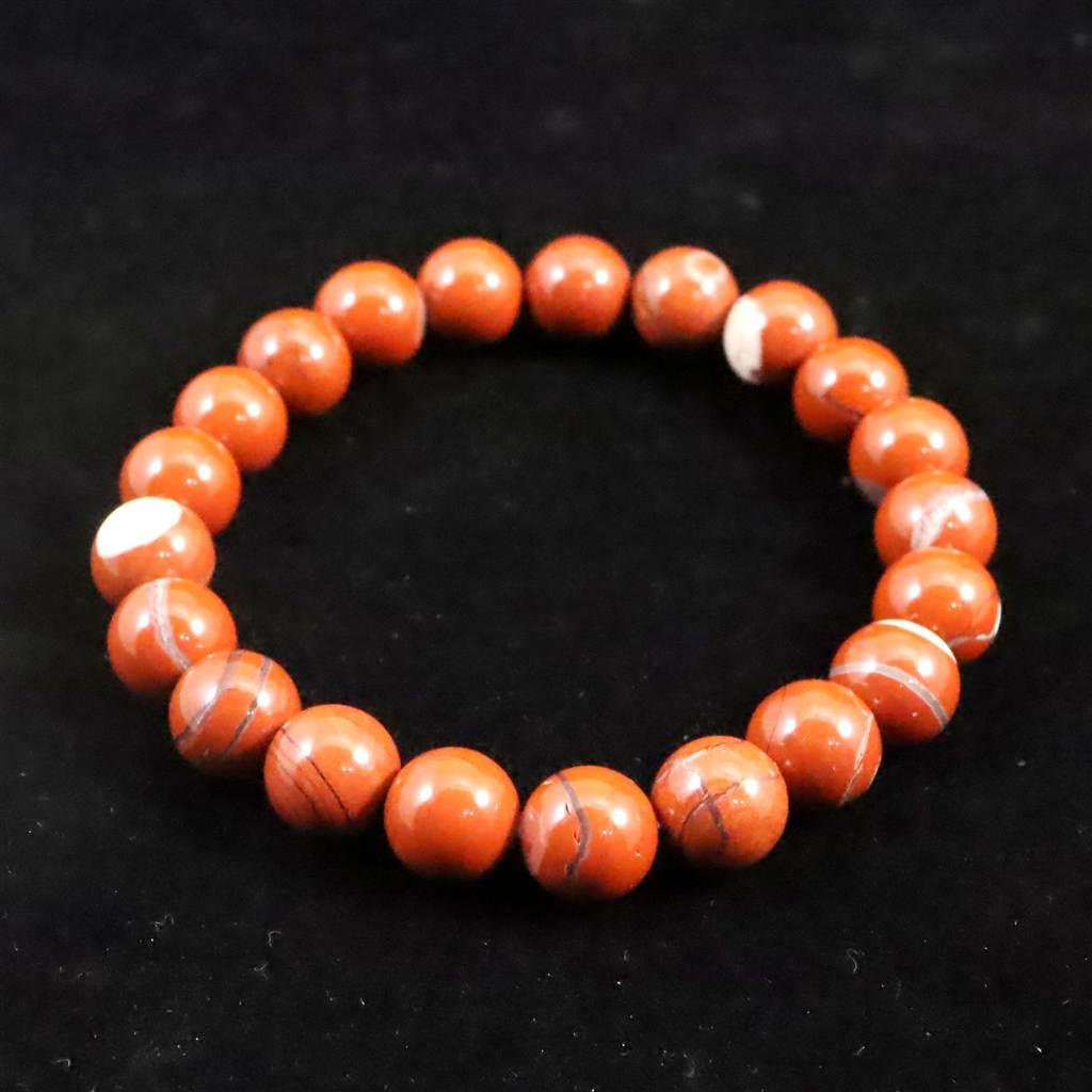 佐渡　赤玉石　山梨研磨 9.5mmブレスレット　 26.3ｇ #27494 | 5枚目