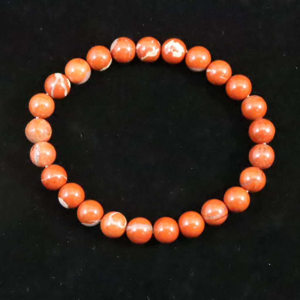 佐渡 赤玉石 山梨研磨 7.5mmブレスレット 17.3g #637851枚目の画像