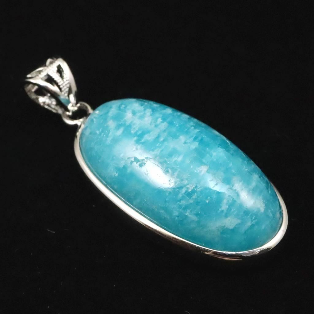 モザンビーク産 アマゾナイト AAA 26mmオーバル ペンダント 6.2g #68619 | 2枚目