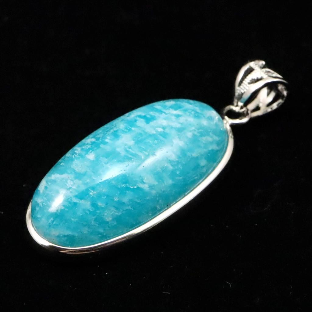 モザンビーク産 アマゾナイト AAA 26mmオーバル ペンダント 6.2g #68619 | 3枚目