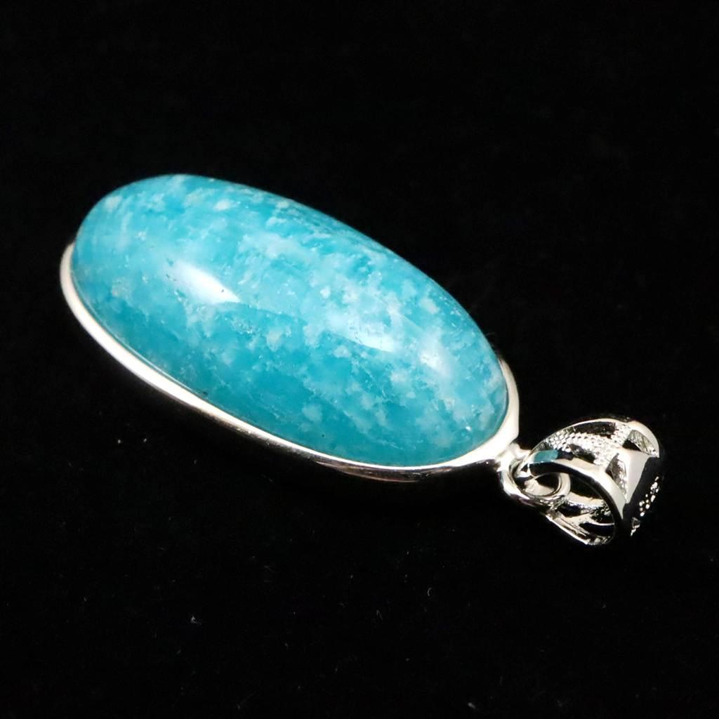 モザンビーク産 アマゾナイト AAA 26mmオーバル ペンダント 6.2g #68619 | 4枚目