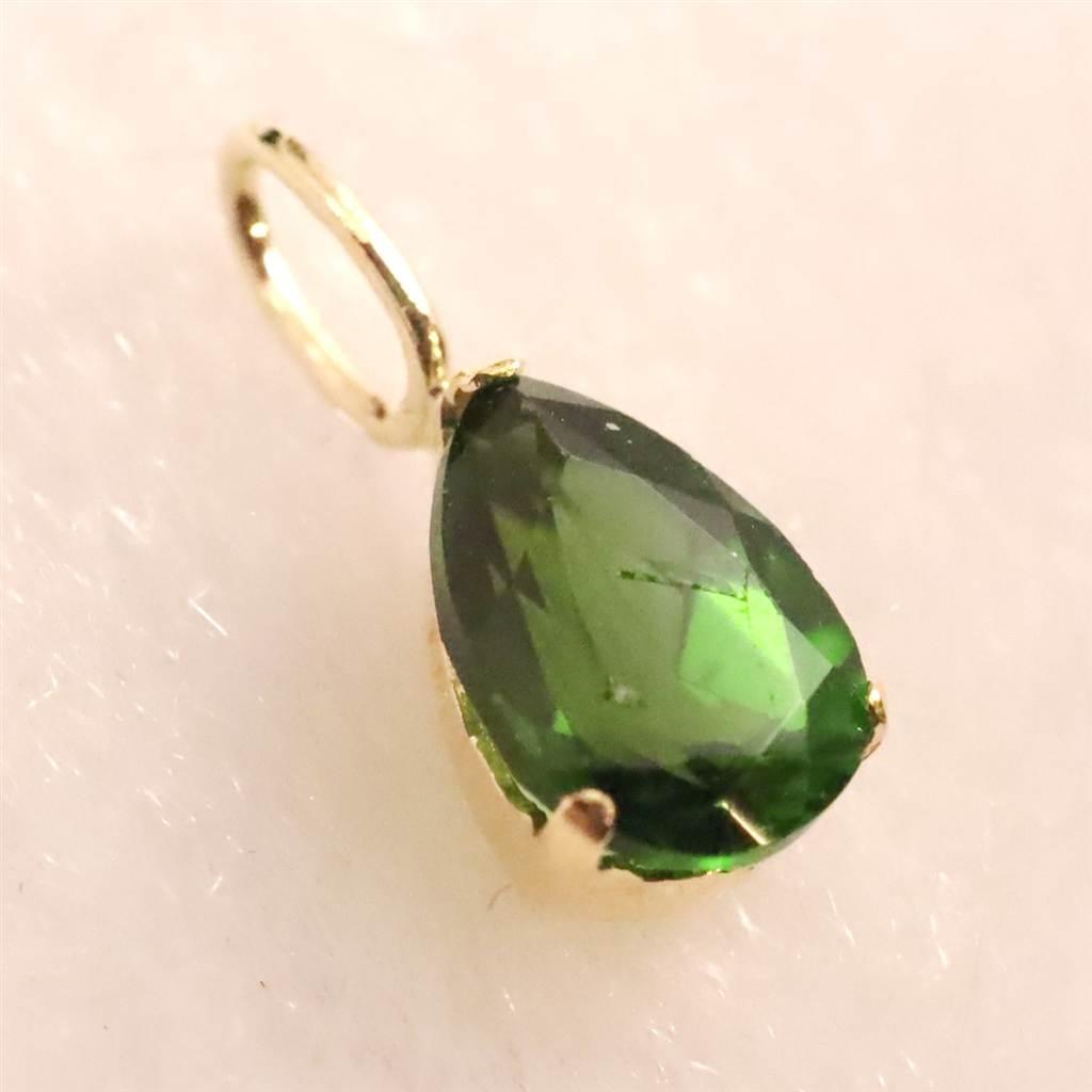 クロムダイオプサイド　6mmペアシェイプカット ペンダント  K18YG 0.53ct #71874 | 2枚目