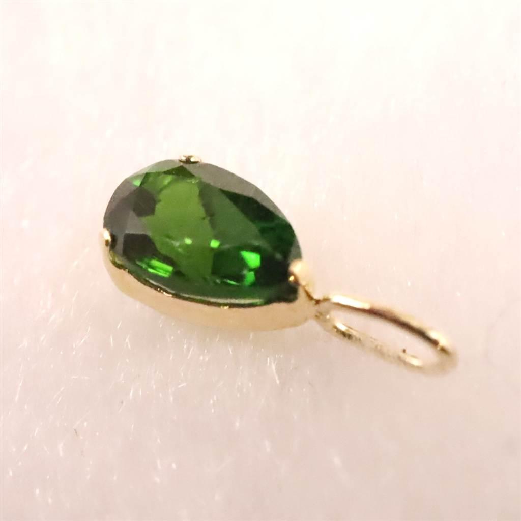 クロムダイオプサイド　6mmペアシェイプカット ペンダント  K18YG 0.53ct #71874 | 4枚目