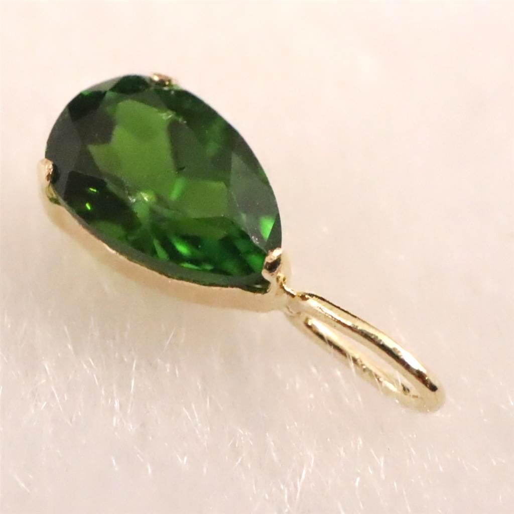 クロムダイオプサイド　6mmペアシェイプカット ペンダント  K18YG 0.53ct #71874 | 7枚目