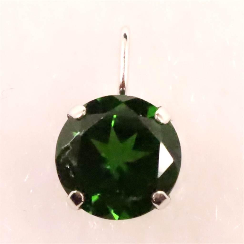 クロムダイオプサイド　6mmラウンドカット ペンダント  K18WG 0.82ct #635971枚目の画像
