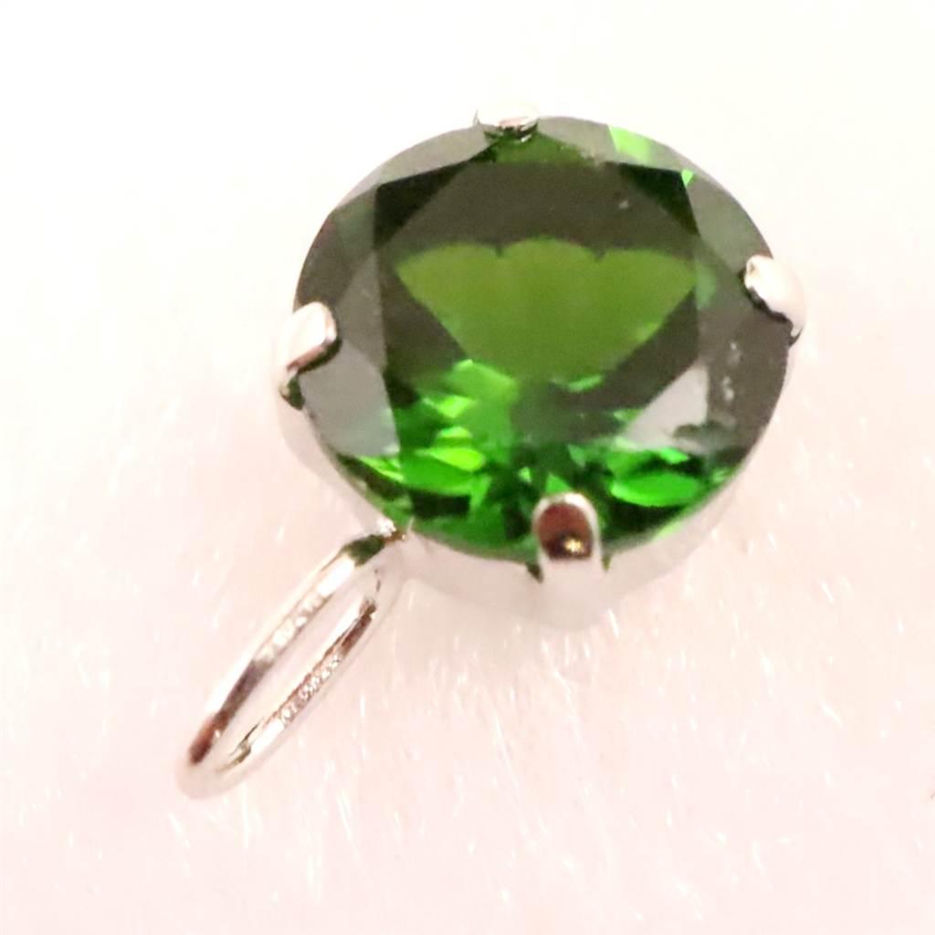 クロムダイオプサイド　6mmラウンドカット ペンダント  K18WG 0.82ct #63597 | 3枚目