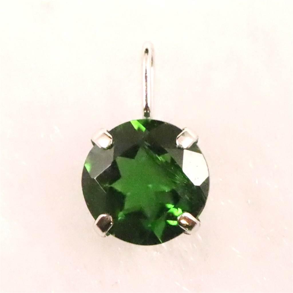 クロムダイオプサイド　6mmラウンドカット ペンダント  K18WG 0.82ct #800431枚目の画像