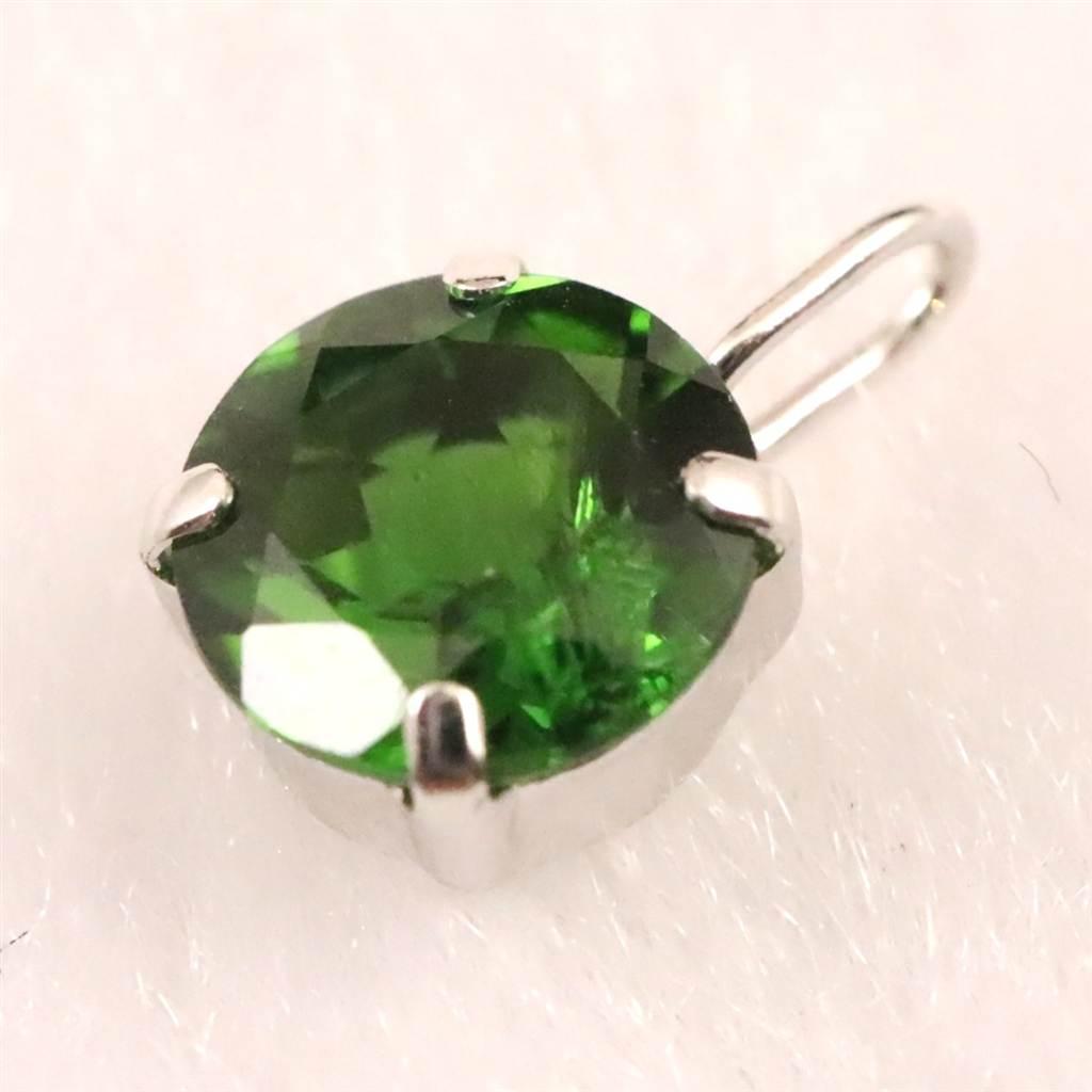 クロムダイオプサイド　6mmラウンドカット ペンダント  K18WG 0.82ct #80043 | 5枚目