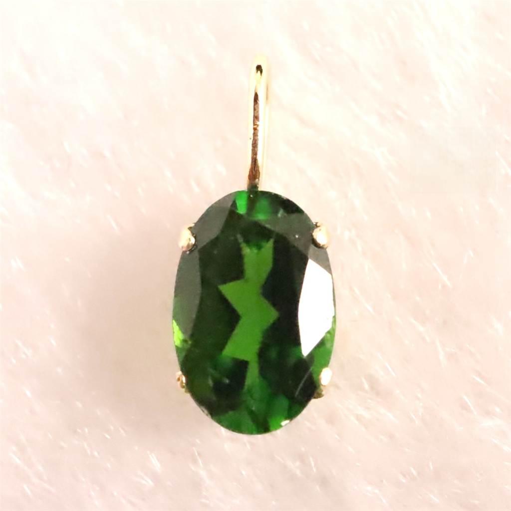 クロムダイオプサイド　6X4mmオーバルカット ペンダント  K18YG 0.59ct #754931枚目の画像