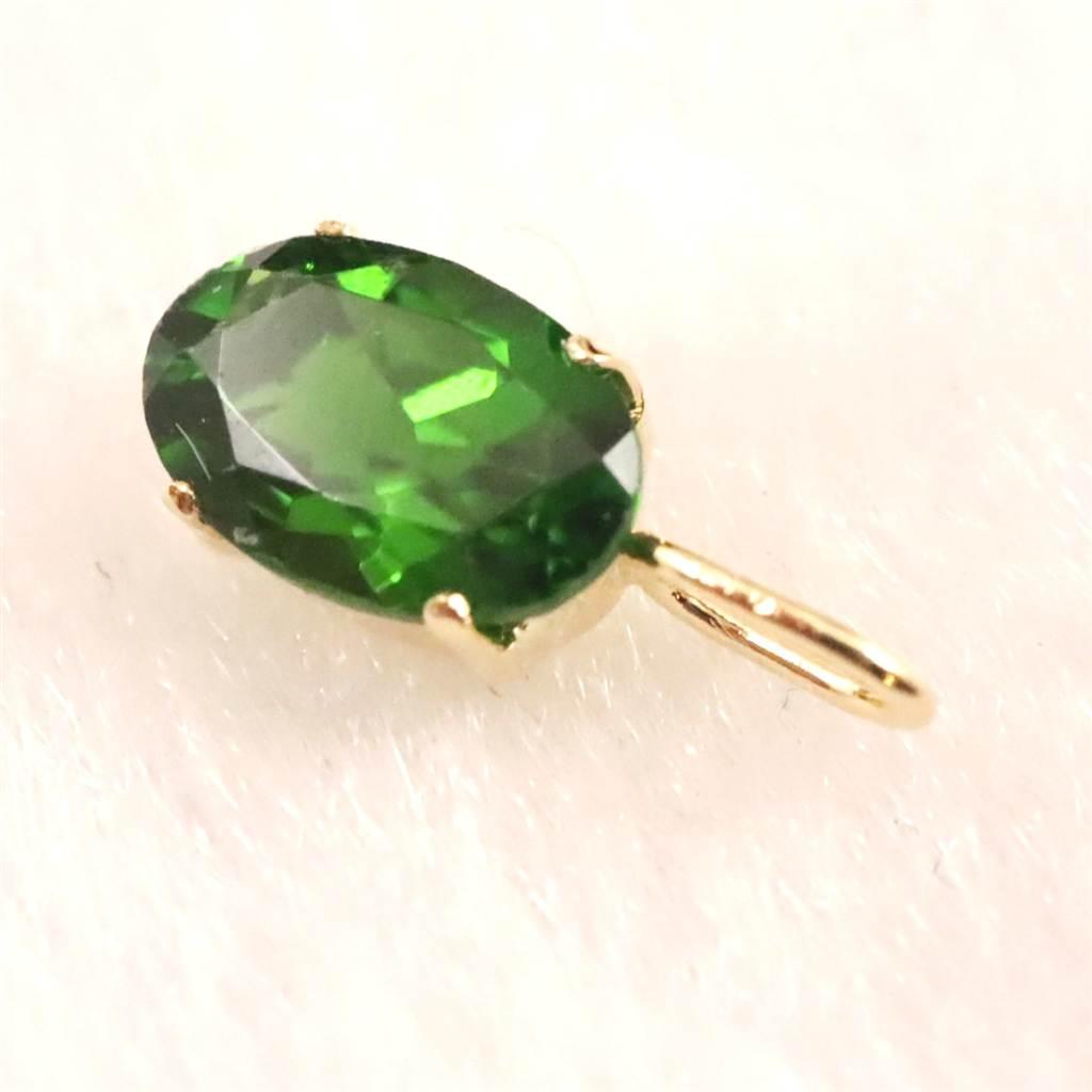 クロムダイオプサイド　6X4mmオーバルカット ペンダント  K18YG 0.59ct #75493 | 4枚目