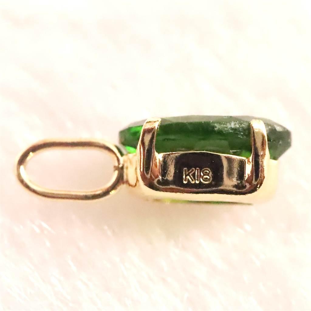 クロムダイオプサイド　6X4mmオーバルカット ペンダント  K18YG 0.59ct #75493 | 5枚目