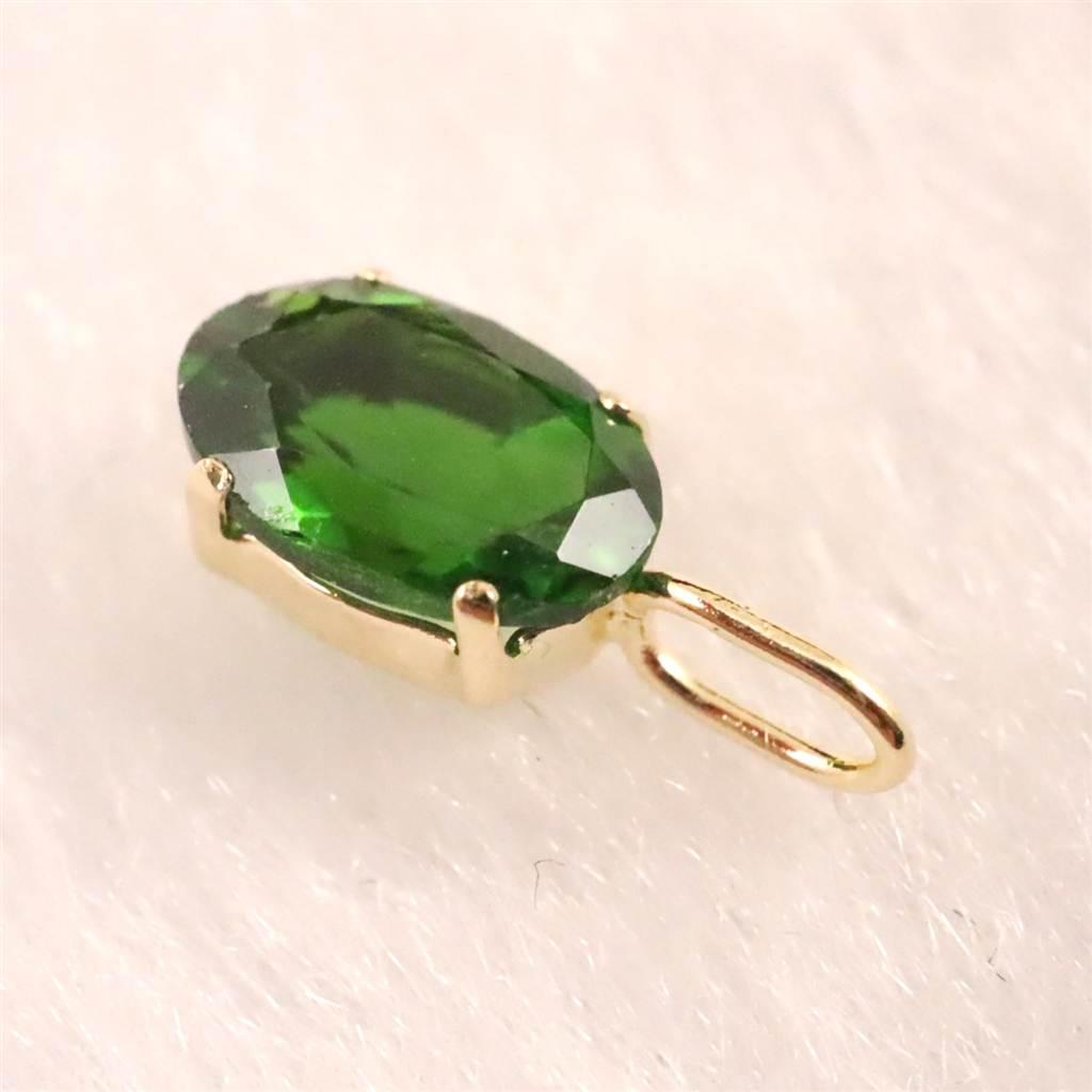 クロムダイオプサイド　6X4mmオーバルカット ペンダント  K18YG 0.59ct #75493 | 6枚目