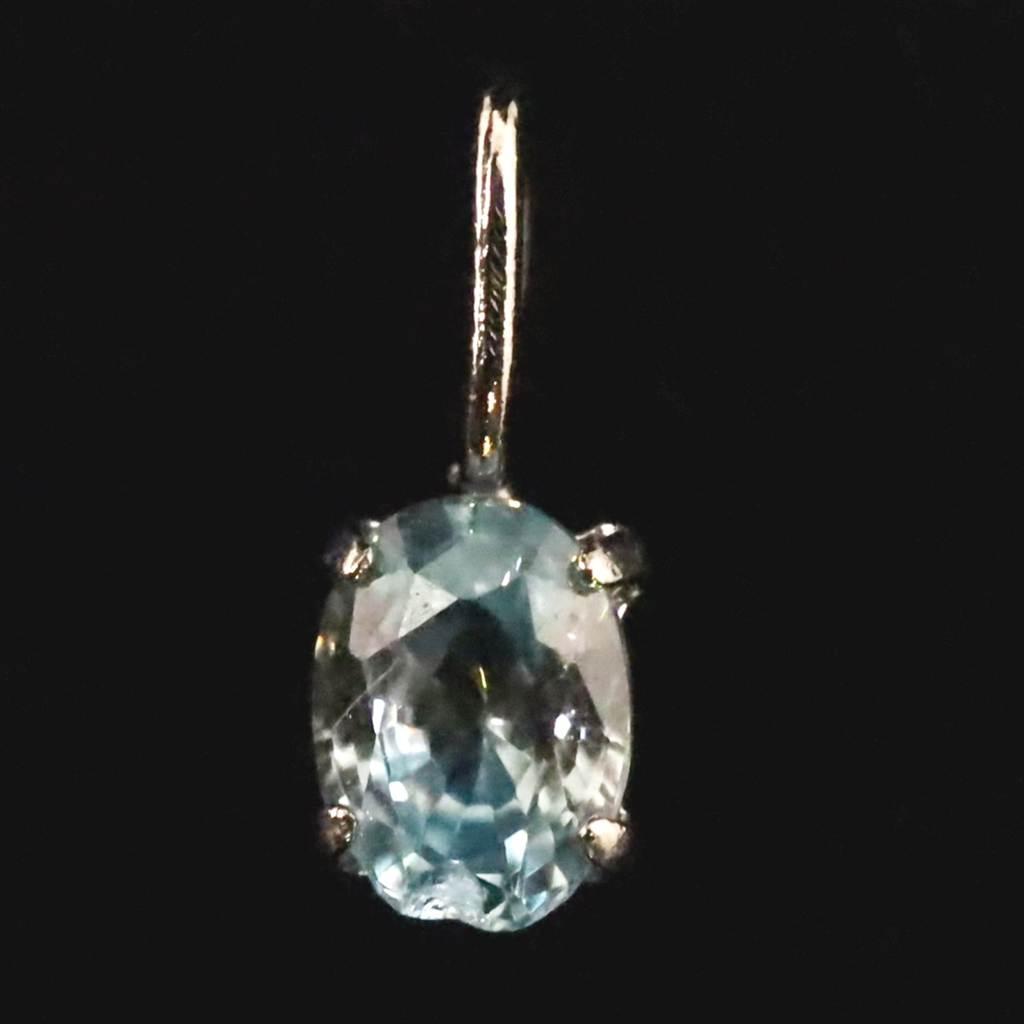 ブルージルコン　4X3mmオーバルカット ペンダント　Pt900　0.2ct　　 #184741枚目の画像