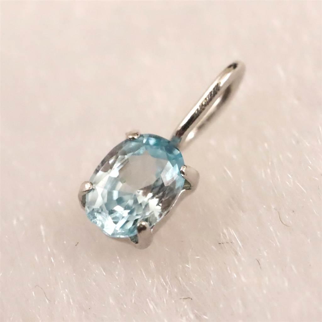 ブルージルコン　4X3mmオーバルカット ペンダント　Pt900　0.2ct　　 #18474 | 8枚目