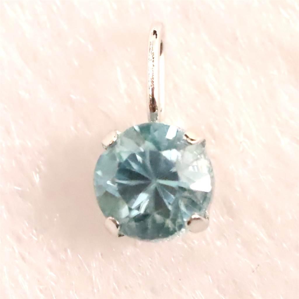 ブルージルコン　4.4mmラウンドカット ペンダント　K18WG　0.58ct　　 #15550 | 7枚目