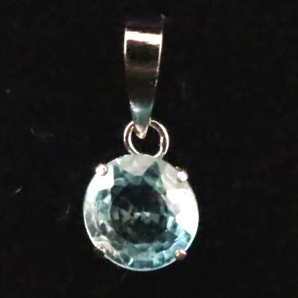 ブルージルコン　5.2mmラウンドカット ペンダント　Pt900　0.72ct　　 #675701枚目の画像